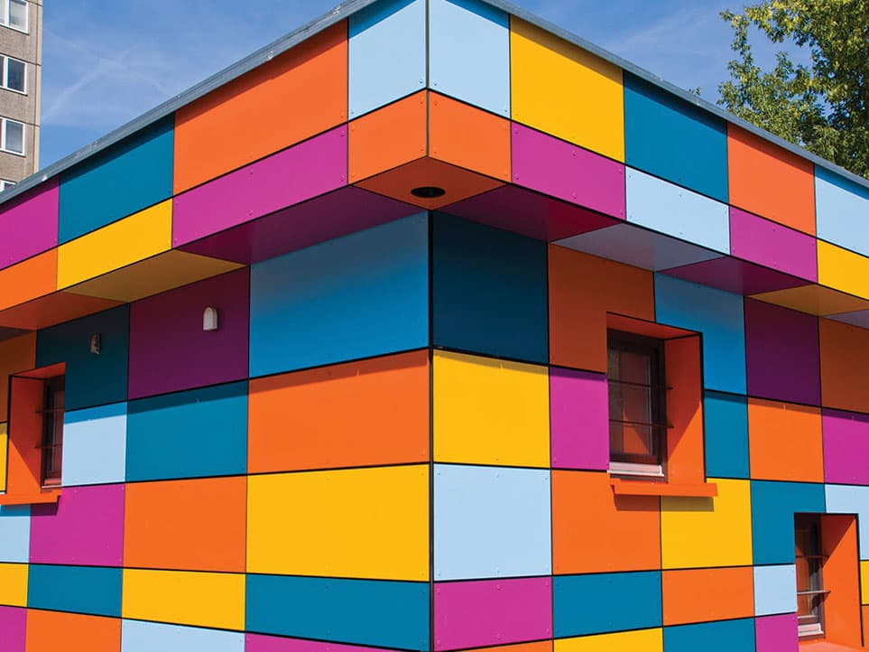 Aluminium composite cladding on building