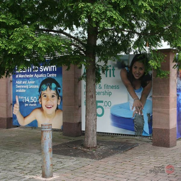 Aquatic Centre in Manchester - UV printed hoarding boards