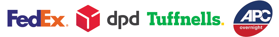 Our delivery partners - FedEx, dpd, Tuffnells and APC.