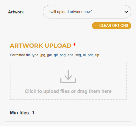 Upload artwork example on 'Product' page